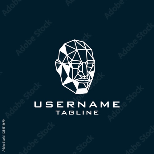 digital face logo design inspiration . polygon face digital logo template . ai logo design