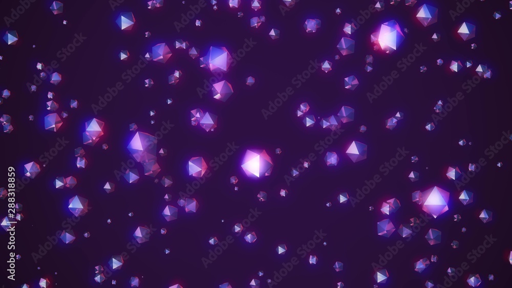 many shiny crystals in color space illustration glamour background new quality universal colorful joyful cool stock image