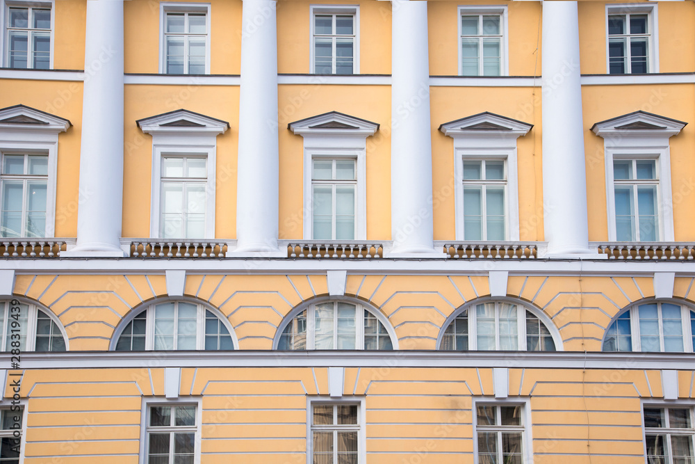 Obraz premium windows and details on an exterior of the building.