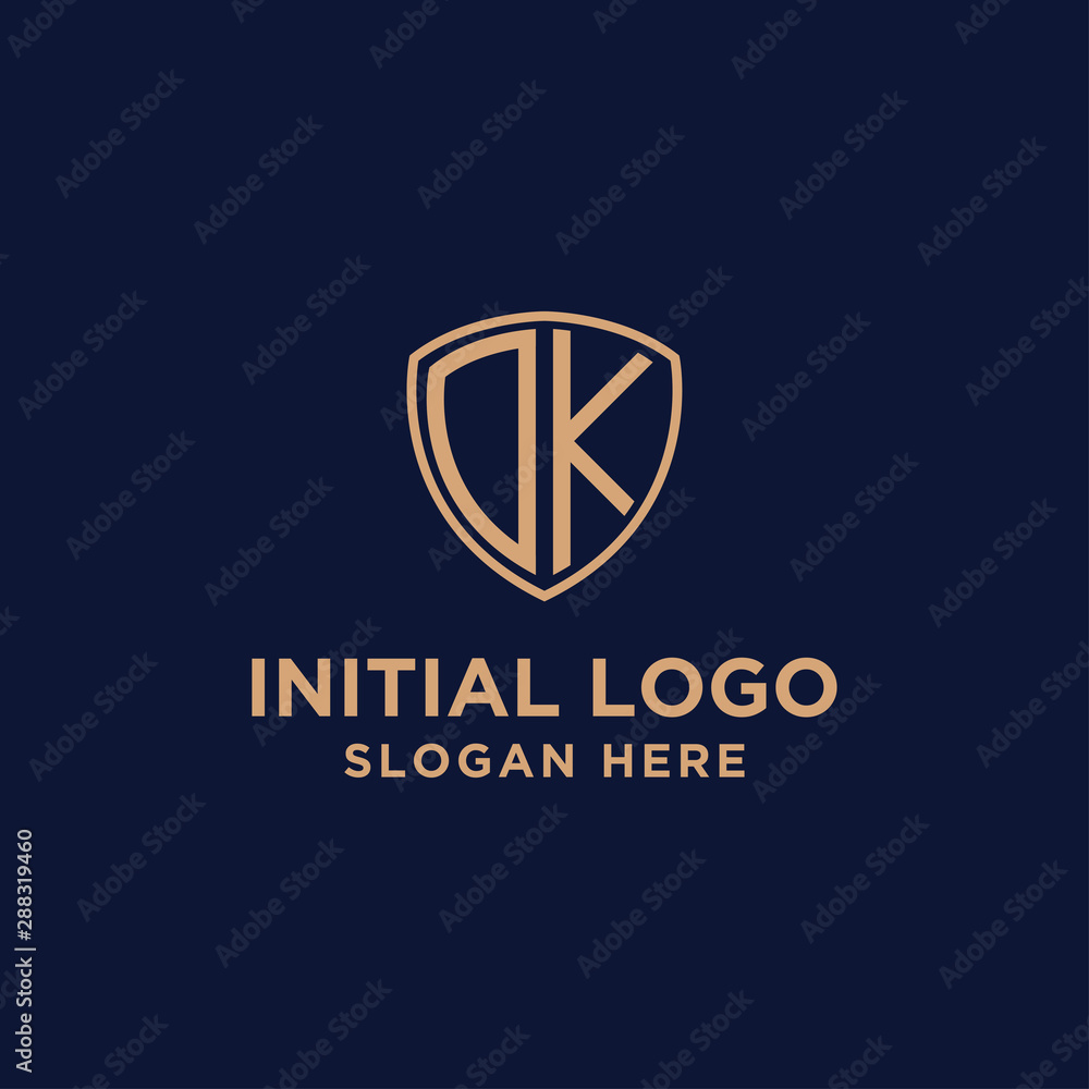 initial DK logo template. shield and gold logo. vector initial DK logo template. shield and gold logo. vector