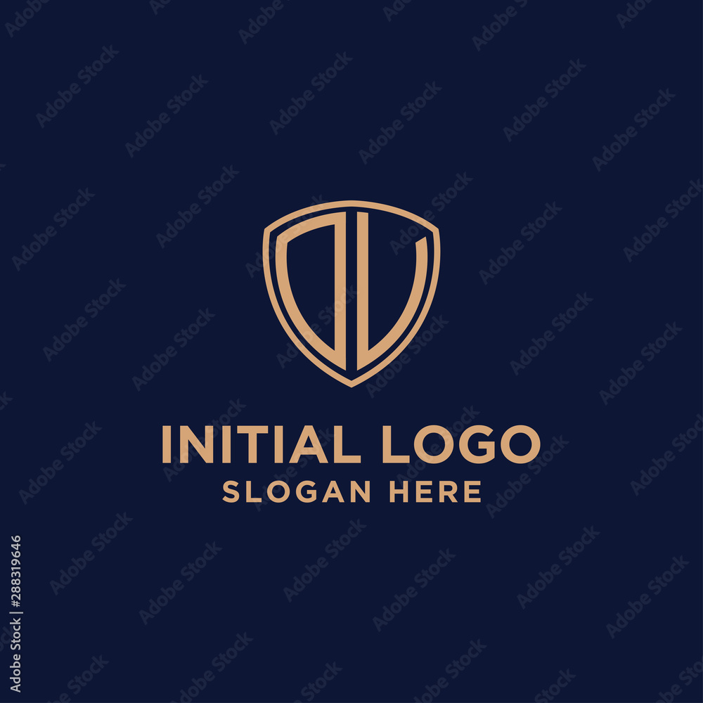 initial DV logo template. shield and gold logo. vector initial DV logo template. shield and gold logo. vector