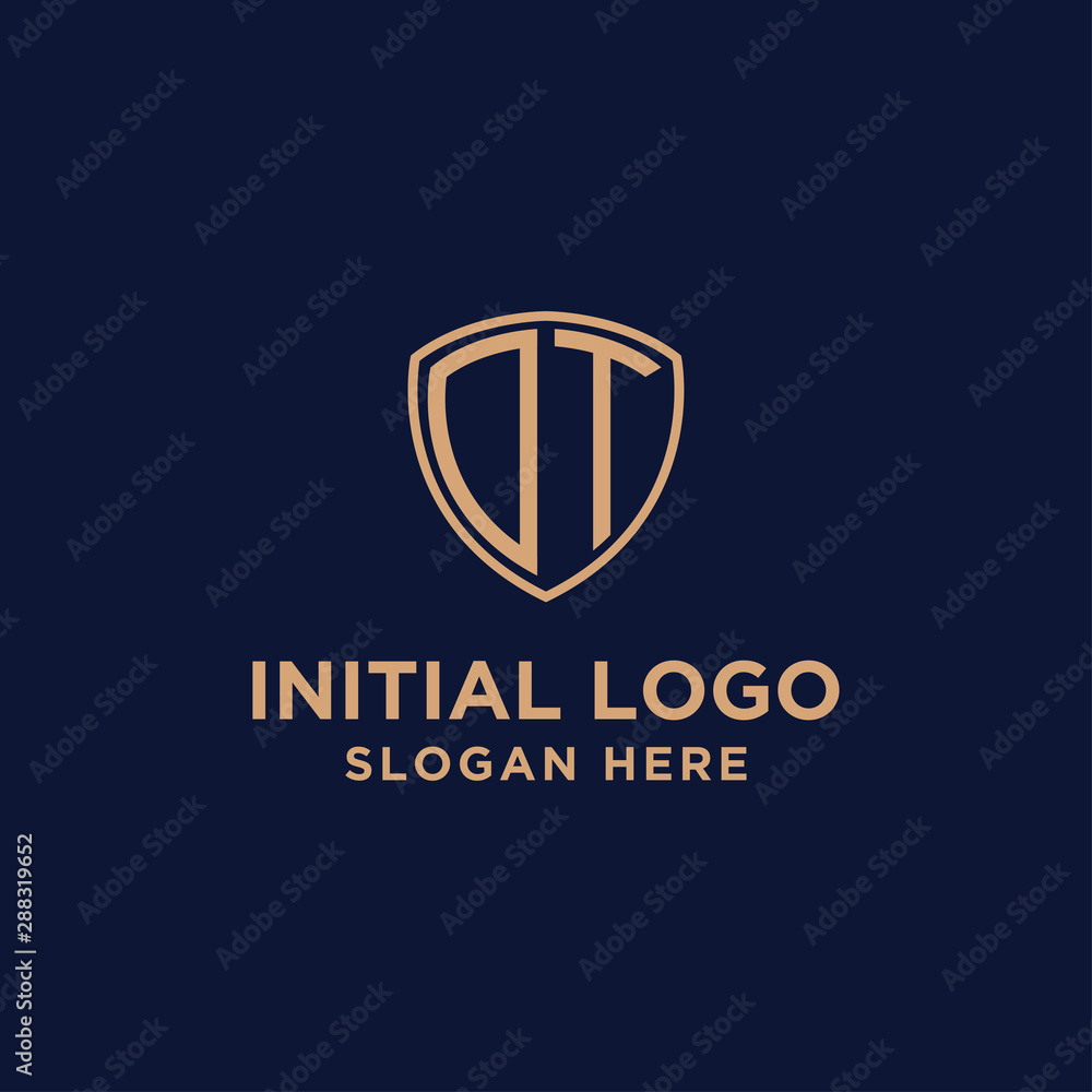 initial DT logo template. shield and gold logo. vector initial DT logo template. shield and gold logo. vector