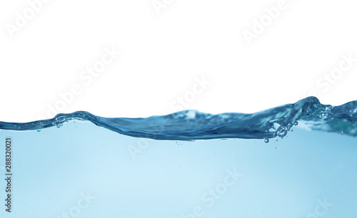 Clear fresh water wave on blue background