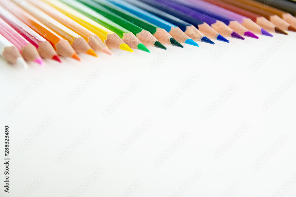 color pencils on white background