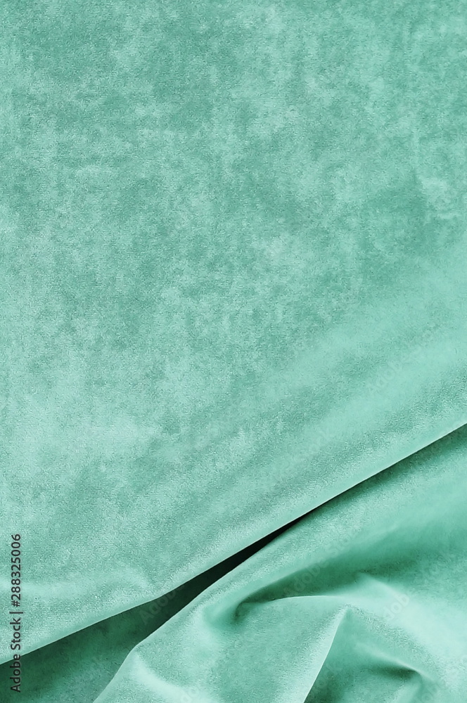 velvet texture neo mint color background, expensive luxury fabric
