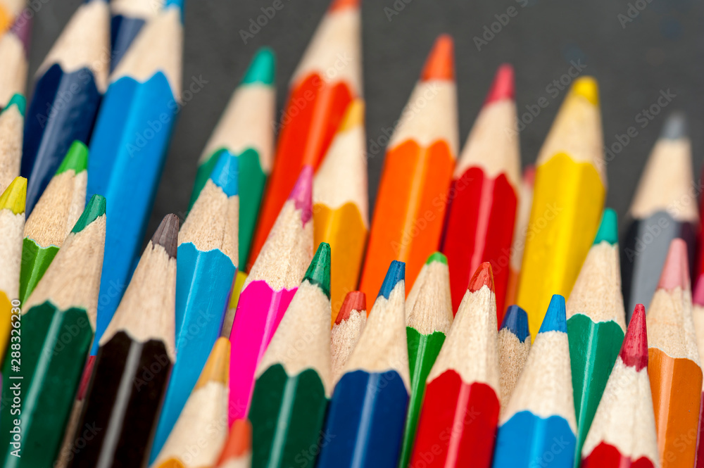 Close-up of colored sharpened pencils Close-up of colored sharpened pencils