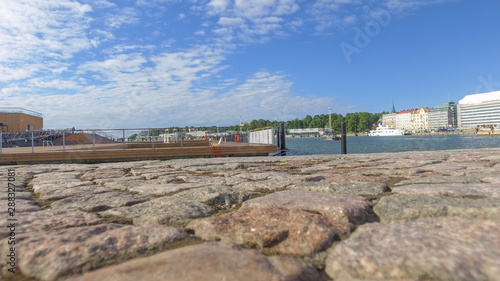 Aerial view of Helsinki port and cityscape in summer, Finland