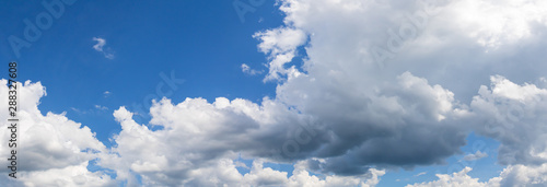 panoramic blue sky and cloud storm in summertime beautiful background