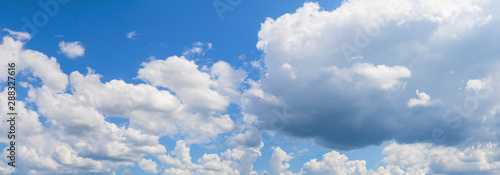 panoramic blue sky and cloud storm in summertime beautiful background