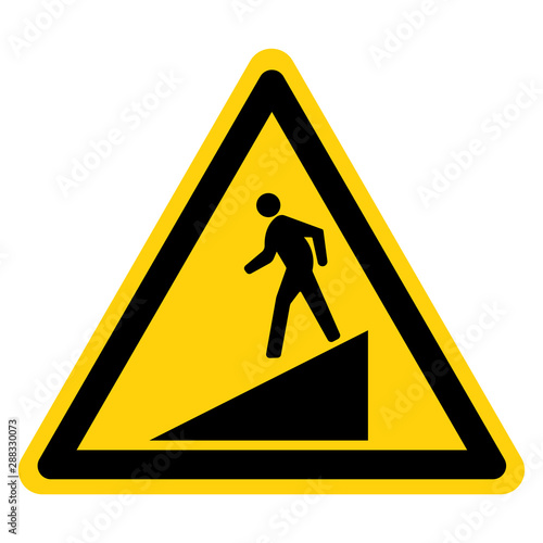 Beware Slope Symbol Sign,Vector Illustration, Isolate On White Background Label. EPS10