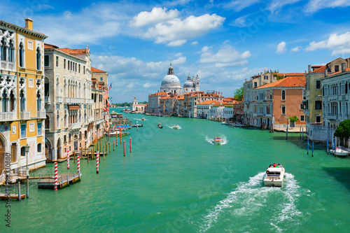 View of Venice Grand Canal and Santa Maria della Salute church on sunset © Dmitry Rukhlenko
