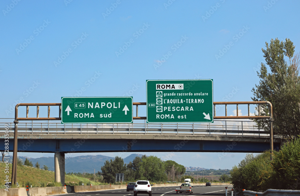 italian road sign on motorway