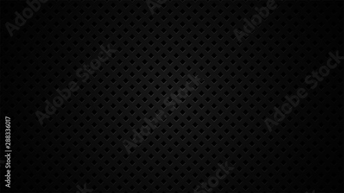 Black metal texture steel background. Perforated sheet metal. Vector illustration.