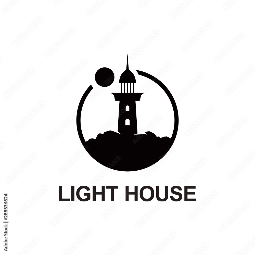 lighthouse logo template vector illustration, creative smart home logo detailing with clean background. Real estate vector. Building & landmark logo