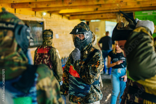 Players getting ready to play paintball photo