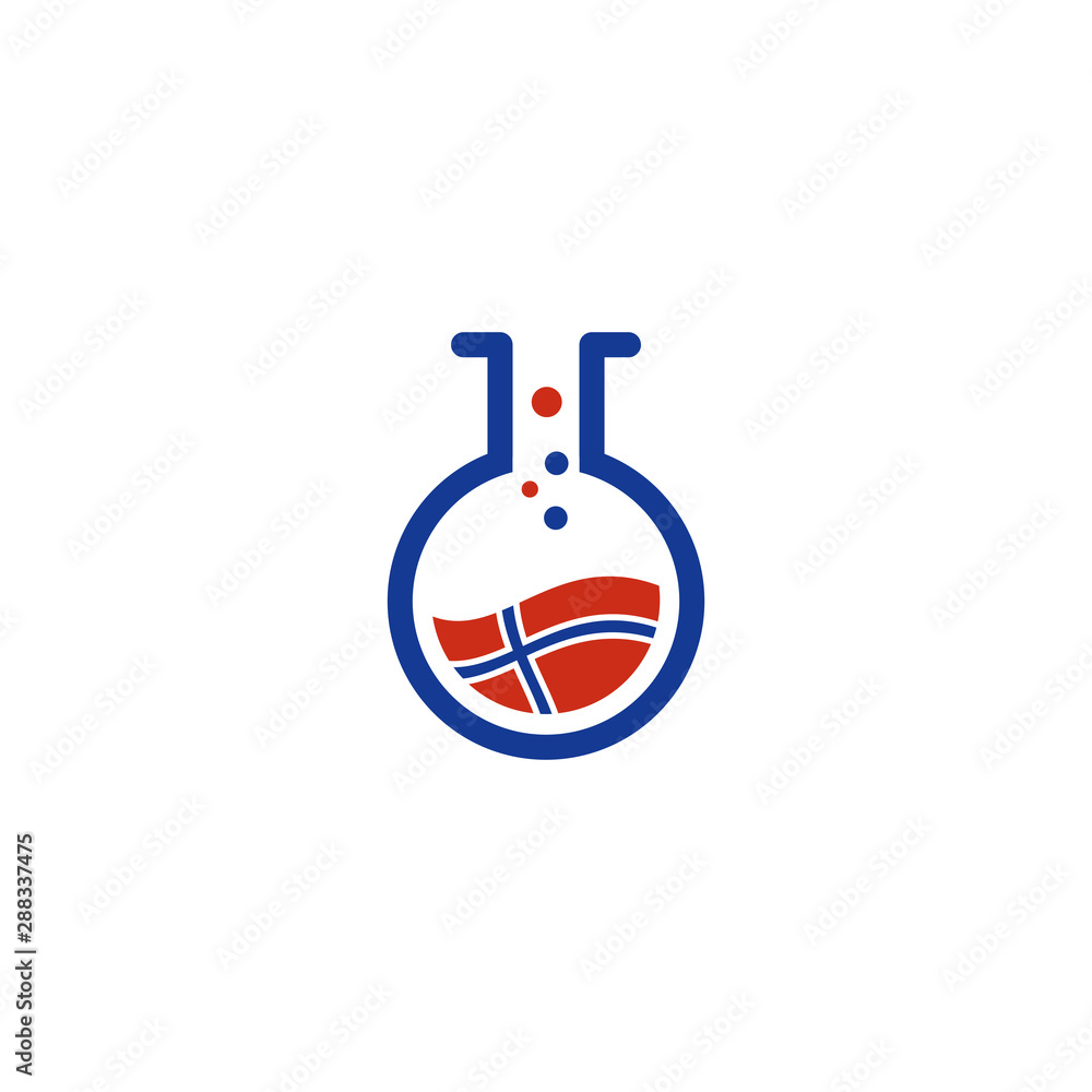 Lab logo design with using flag icon of Norwegian Lab logo design with using flag icon of Norwegian