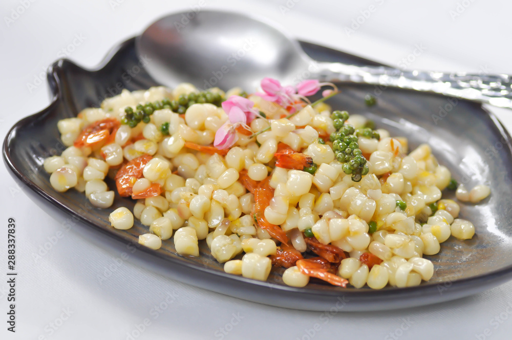 salad, corn salad or spicy corn salad in white background salad, corn salad or spicy corn salad in white background