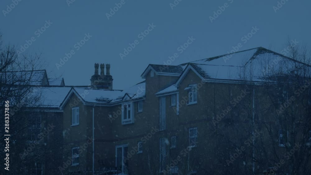 Apartment Building In Snowfall At Night Apartment Building In Snowfall At Night