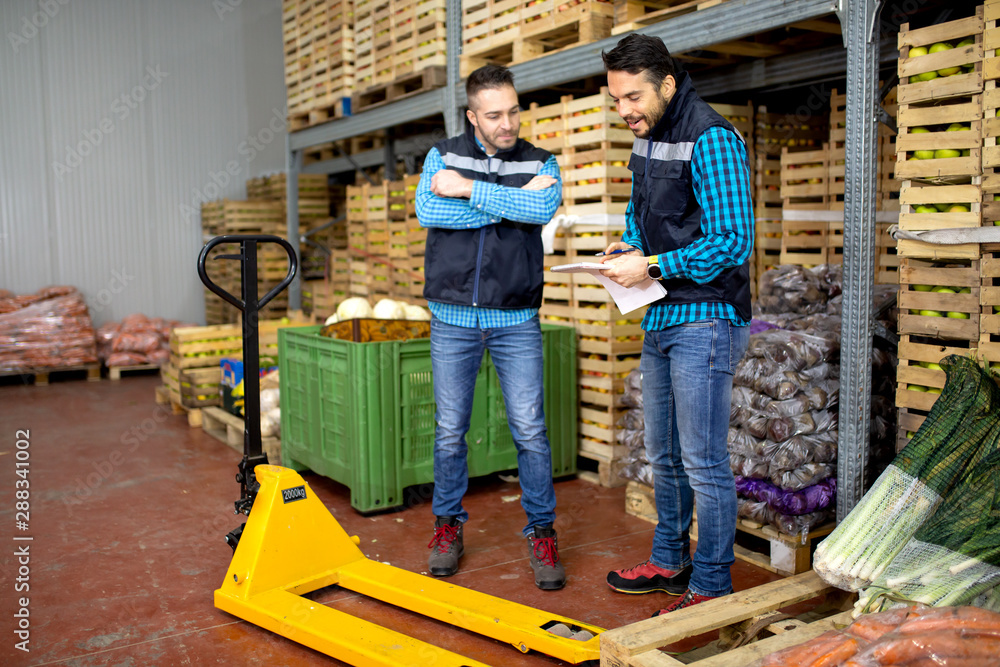 Fresh vegetables and fruit in warehouse Fresh vegetables and fruit in warehouse