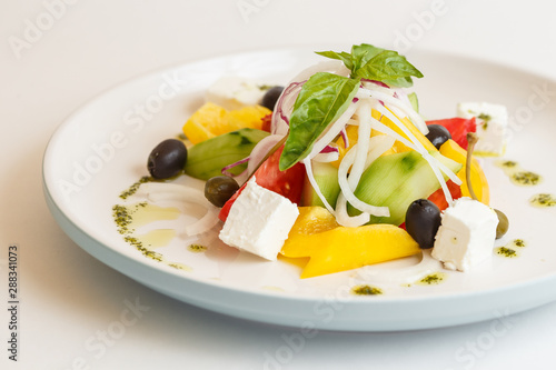 greek salad on a white background