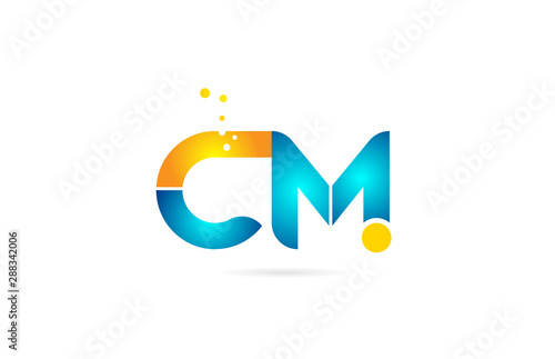 letter combination cm c m orange blue alphabet for company logo