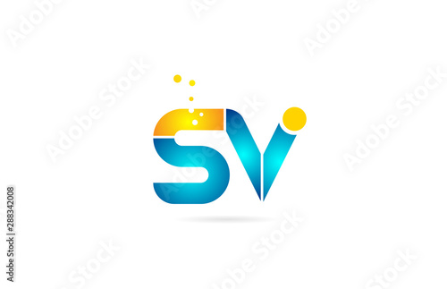 letter combination sv s v orange blue alphabet for company logo