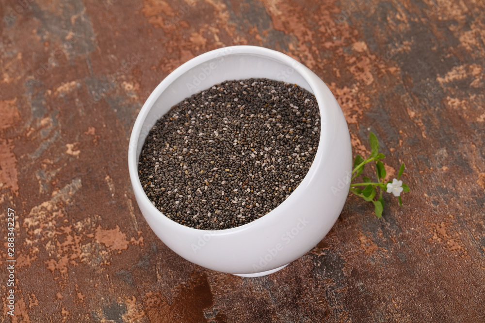 Dietary Chia seeds in the bowl Dietary Chia seeds in the bowl