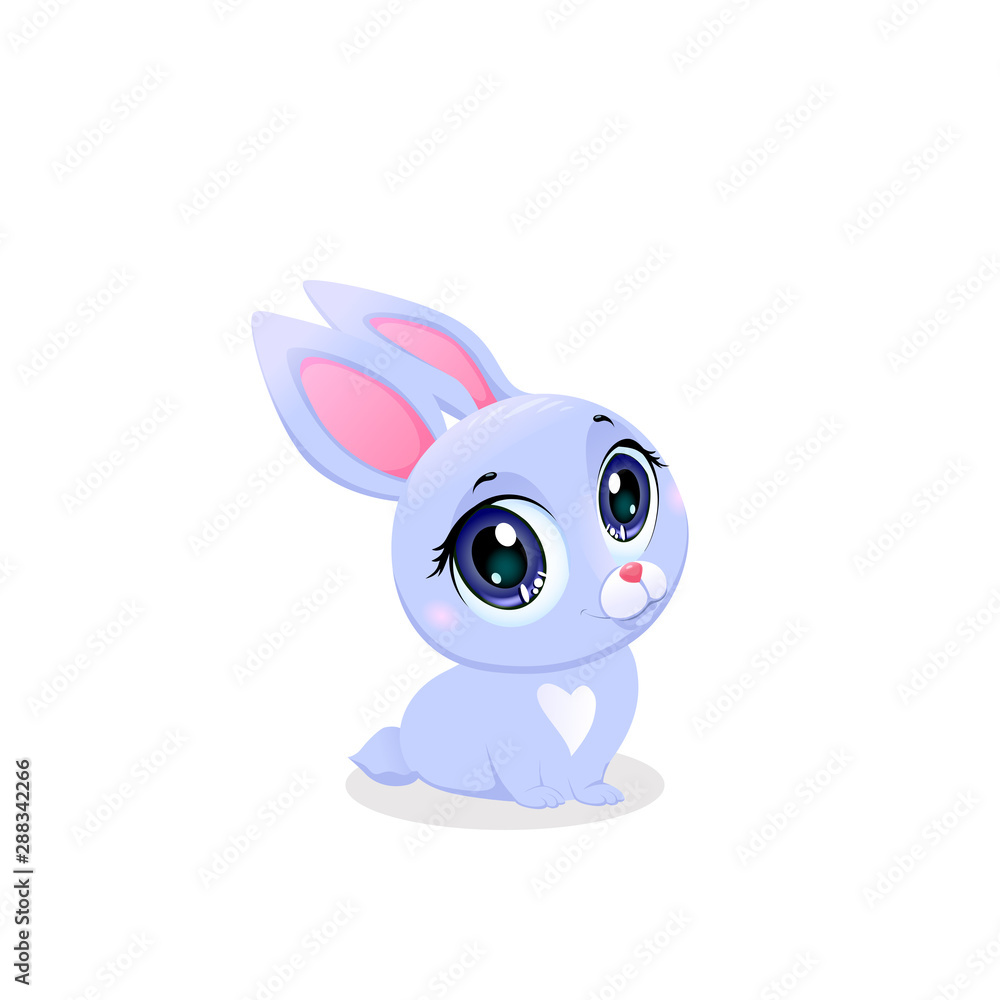 Little Baby Easter Rabbit with Kawaii Big Eyes Little Baby Easter Rabbit with Kawaii Big Eyes