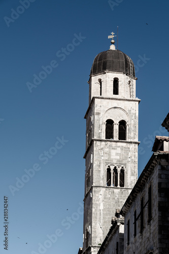 old clock tower in old town in Dubrovnik