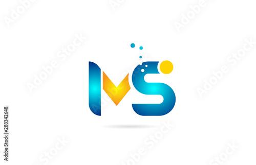 Quadro su tela letter combination ms m s orange blue alphabet for company logo
