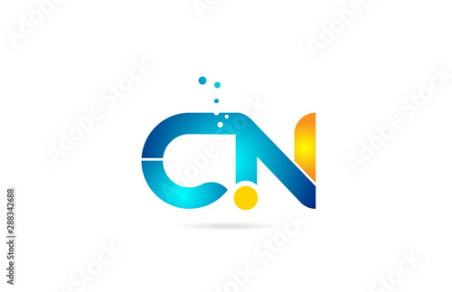 letter combination cn c n orange blue alphabet for company logo