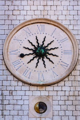 old clock tower in old town in Dubrovnik