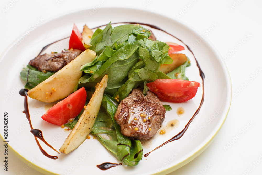 meat with potato and a spinach meat with potato and a spinach