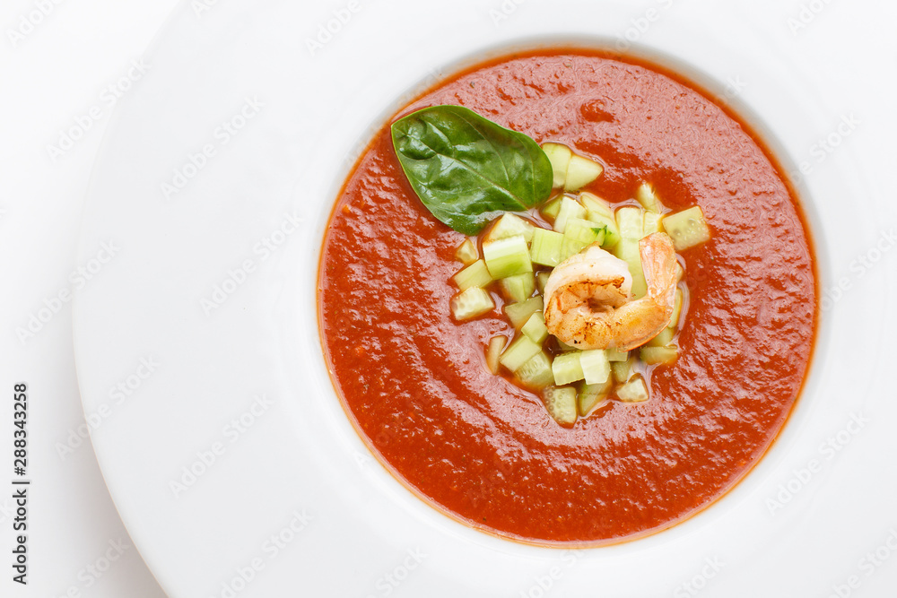tomato soup with a prawn tomato soup with a prawn