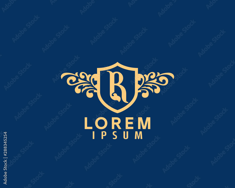 Luxury Shield and Flourish Initial R  Logo Awesome Perfume, Beauty, Spa, hotel and more brands new
