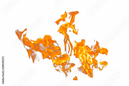 Fire flame on a white background. Burning passion  phenomenon of combustion manifested in light  flame and heat. To set on fire. Internal flame. 