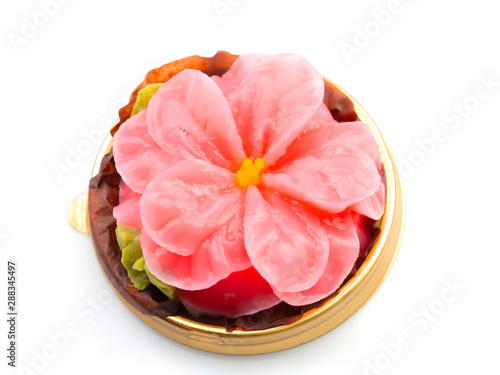 Alua dessert is a pink flower, isolated on a white background. photo