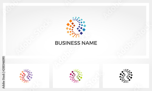 Squares Particles Formed A Circle Formation Logo