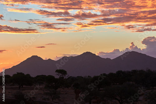 Sunset in the desert of Namibia