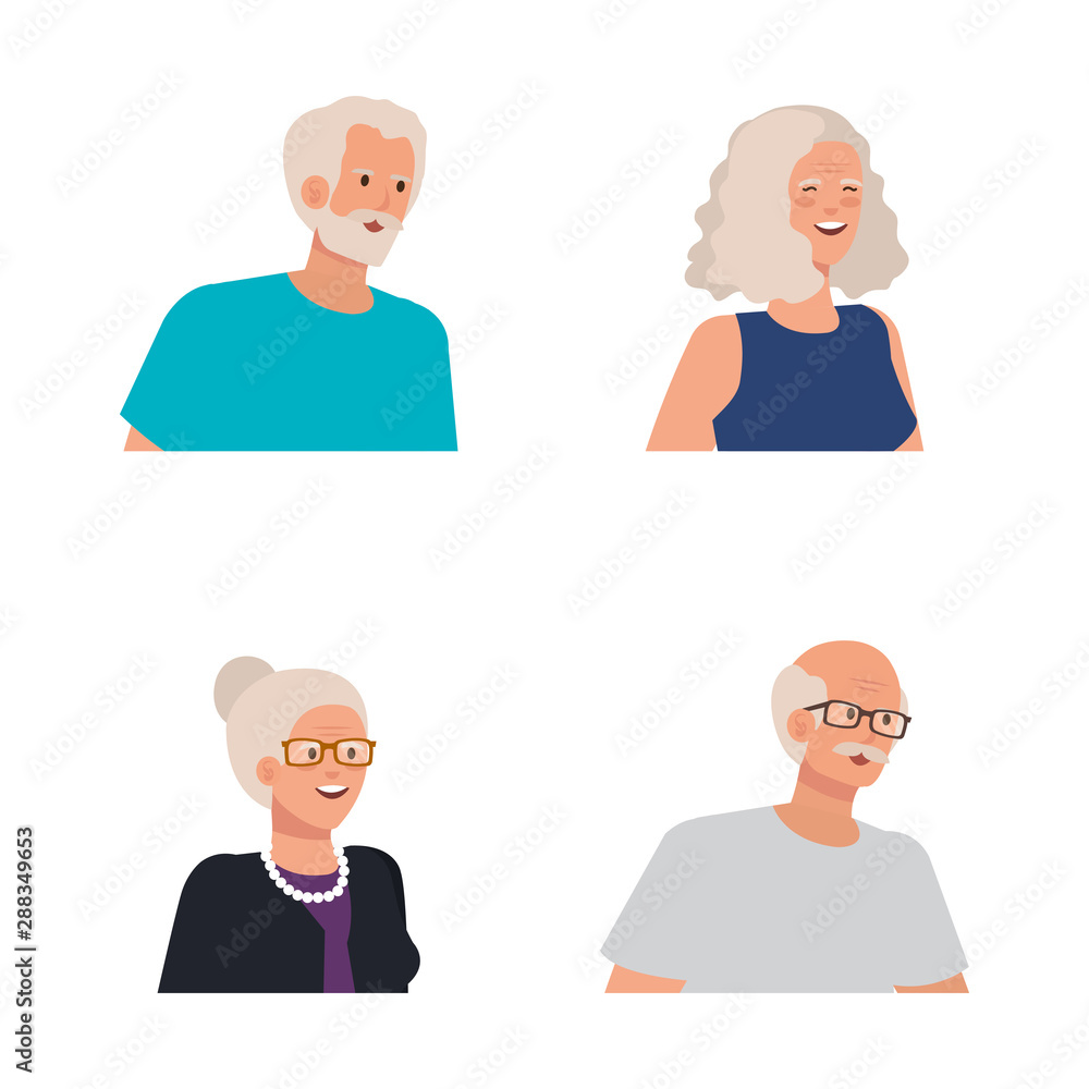 set of old women and men people set of old women and men people