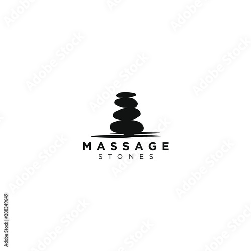 Stone silhouette logo of yoga massage and treatment medical traditioanl