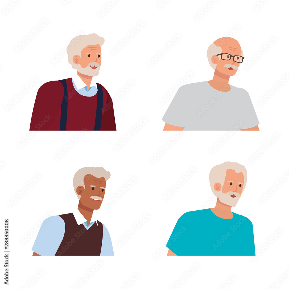 set of old men with blouse and casual clothes set of old men with blouse and casual clothes