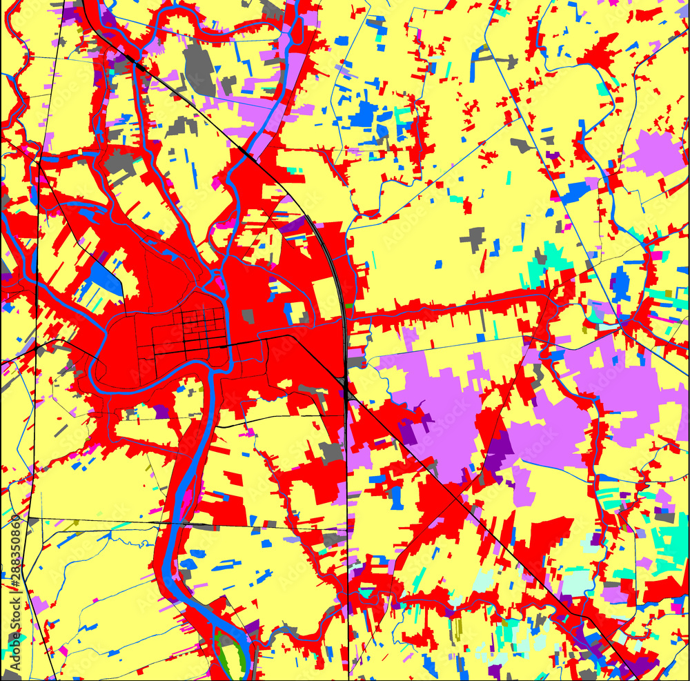 10x10 km. colorful of landuse map for background.