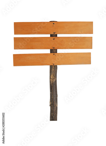 wooden sign on white background