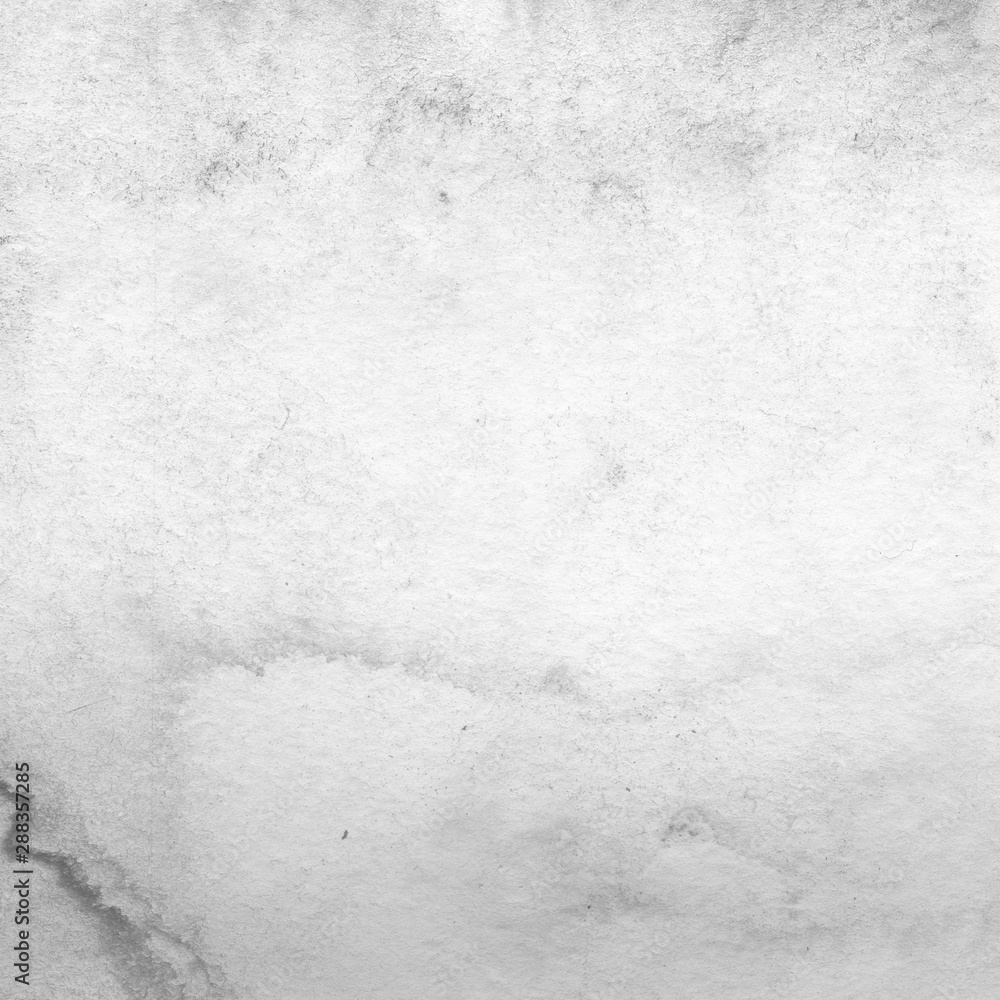 Obraz premium Silver watercolor background on white paper. Paint leaks and ombre effects. 