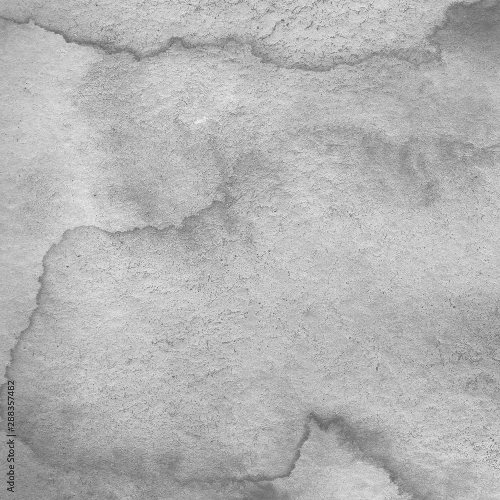 Naklejka premium Silver watercolor background on white paper. Paint leaks and ombre effects. 