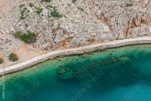 Wreck of the sunken German WWI  of the Zavratnica canyon near the village of Jablanac, Croatia photo