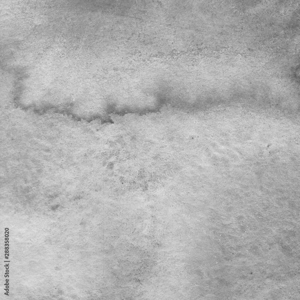 Naklejka premium Silver watercolor background on white paper. Paint leaks and ombre effects.