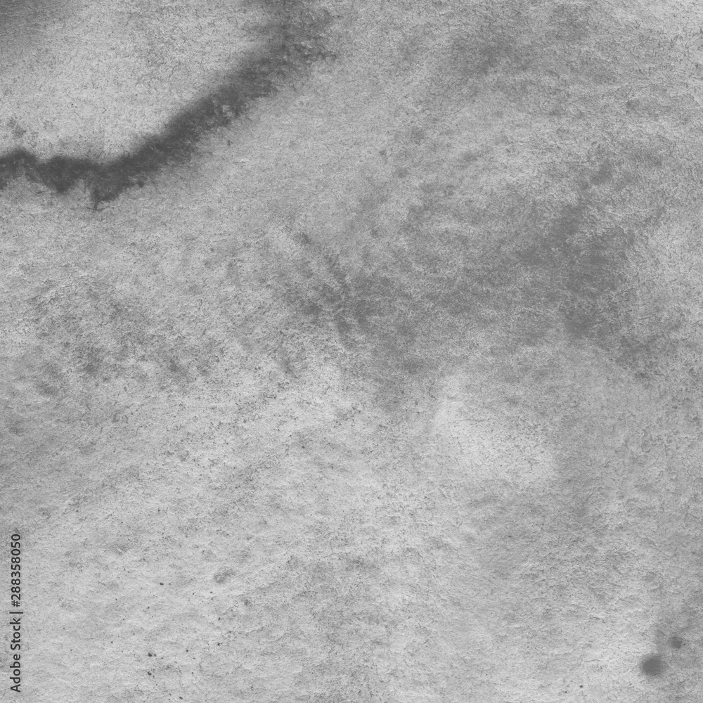 Naklejka premium Silver watercolor background on white paper. Paint leaks and ombre effects. 