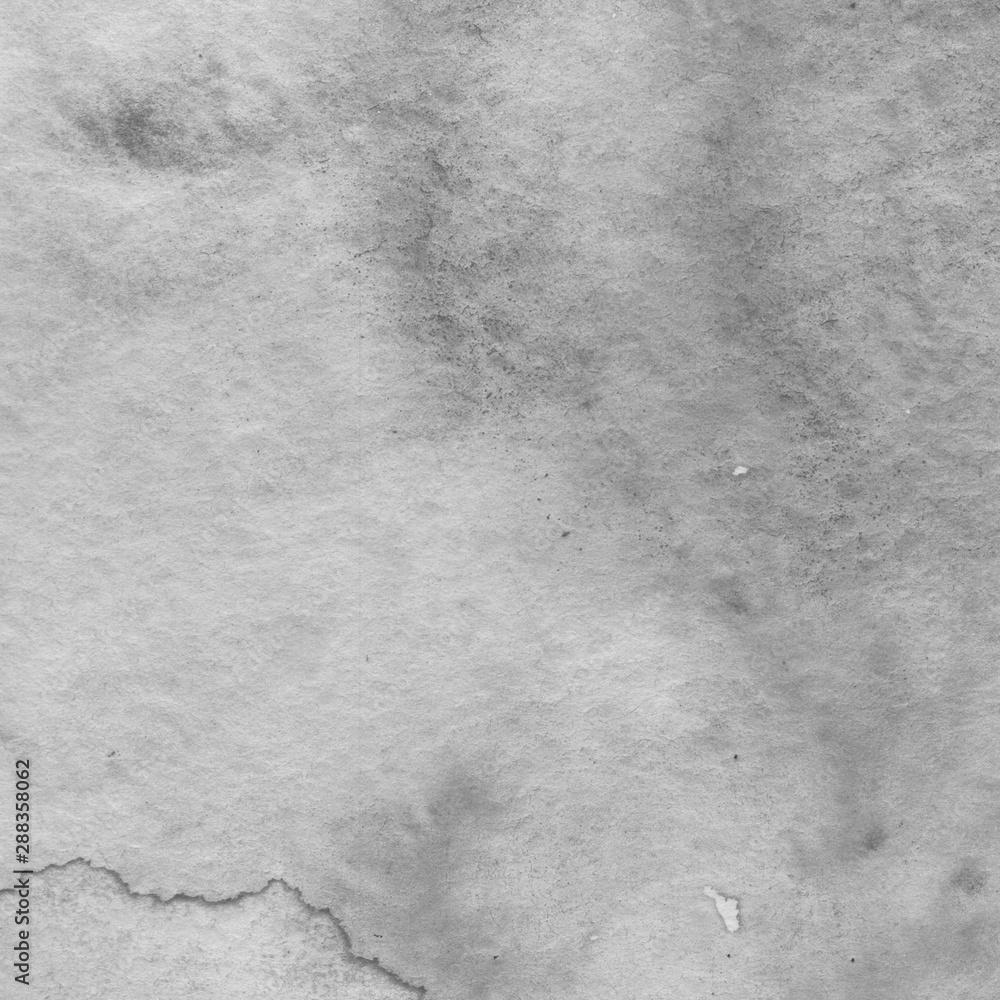 Naklejka premium Silver watercolor background on white paper. Paint leaks and ombre effects. 